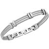Breil, Collezione Loop, Triplo Bracciale Uomo in Acciaio con Cubic Zirconia Neri, Chiusura a Gioielleria, Lunghezza Regolabile