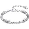 Bandmax Bracciale Uomo a Catena Cubana di Spine in Acciaio Inossidabile, Braccialetto Argento HipHop Punk Rock, Larghezza 5MM Grosso Catenine Accessori
