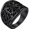 FaithHeart Anello Vichingo da Uomo Bussola Runica Vegvisir Spirito Nautico Amuleto Gioielli Nodo Trinità Celtico in Stile Nordico Anello Figo per Hiphop Punk