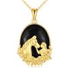 YAFEINI Collana con ciondolo a forma di cavallo/lupo/gatto/cane in argento Sterling con onice nero/pietra di luna con ciondolo a forma di animale da donna, 1, Argento sterling, Nessuna pietra preziosa