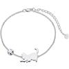 LONAGO Bracciale Gatto in Argento Sterling 925 con Carino Gatto e Pietra di Luna in Zirconia Cubica, Gioielli per Donne, 17.78 centimeters, Argento sterling, Zirconia cubica