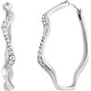 Breil, Collezione Zig Zag, Orecchini Donna, Hoop in Acciaio Lucido, con Pavé di Cubic Zirconia Bianchi, Design Fluido e Sinuoso, Chiusura a Baionetta, Diametro 4 mm, Idea Regalo Donna