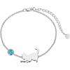 LONAGO Braccialetto di Gatto 925 Sterline D'argento Carino Gatto con Pietra di Luna Braccialetto Gioielli per le Donne (Crea Turchese)