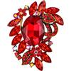Clearine Donna Elegante Stupefacente Cristalli di Strass Marquise Ovale Foglia Bouquet Spilla per Festa Prom Rosso Antico-Oro-Fondo