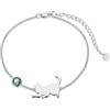 LONAGO Braccialetto di Gatto 925 Sterline D'argento Carino Gatto con Pietra di Luna Braccialetto Gioielli per le Donne (Verde)