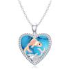LONAGO Collana Pesci 925 Argento Sterling Segno Zodiacale Pesci con Turchese Creato Pendente Collana per Donna