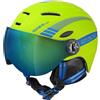 Etape Ski Helmet with Visor, Casco da Sci Unisex-Giovani, Verde Lime/Blu Opaco, 53-55