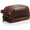 SID & VAIN® borsa toiletry vera pelle vintage ALEX grande borsetta necessaire Toilette pochette beauty case da Viaggio uomo marrone prodotto artigianale