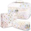 TOPALL Beauty Case da Viaggio Donna,Grande Borsa Cosmetica da Viaggio,Trousse Trucchi Donna in Aggiornata Pelle Cotone,Borsa Porta Trucchi da Toilette Makeup Bag Organizer
