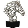Casablanca modernes Design Casablanca - Scultura a forma di cavallo, in resina, colore argento, effetto metallico, altezza 40 cm x larghezza 31 cm, testa di cavallo