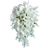 Jackcsale Bouquet da sposa con calle bianche, cascata, romantico, bouquet di fiori artificiali a cascata, bouquet da sposa per cerimonie nuziali e anniversari, decorazione per la casa, A