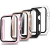 Simpeak 4 Pezzi Cover Compatibile con Apple Watch Series 9/8/7 41 mm, Custodia Rigida con Vetro Temperato HD Pellicola Protettiva Anti-Graffio Full Protezione, Trasparente, Nero, Rosa, Oro rosa