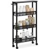 Relaxdays Carrello da nicchia Relaxdays, HxLxP: 77 x 13 x 45,5 cm, scaffale Slim per Bagno e Cucina, 4 Ripiani, Nero