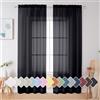 Simplebrand Tende trasparenti nere, lunghe 213 cm, con tasca per bastone, per filtrare la luce, in tinta unita, eleganti tende e tende per soggiorno e camera da letto, 2 pannelli (nero, 106 x 213 cm