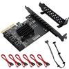 MZHOU Scheda di Espansione SATA 6 Porte, Scheda PCIe interfaccia 4X a SATA 3.0 6Gbps Controller,Chipset Asmedia 1166 Include 7 Cavi, Avvio come Disco di Sistema,con WIN7 WIN8 WIN10 Ubuntu