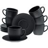 Creatable, 33043 Serie Soft Touch Black, set da 12 pezzi per 6 persone, cappuccino in gres porcellanato, lavabile in lavastoviglie e microonde, Made in Europe