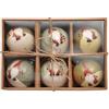 Ciao- Set 6 sfere decoupage ornamentali Santa Klaus (Ø7,5cm) con nastro in tessuto per albero di Natale in giftbox avana