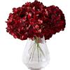 Kislohum Testa di ortensia in seta con 10 steli bordeaux artificiale ortensia testa di fiori per centrotavola per matrimoni, mazzi di fiori, decorazioni floreali fai da te, decorazione per la casa