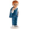 dekora - Figura Decorativa per la Prima Comunione di un Ragazzo con Abito Blu - Realizzata in Resina - Decorazione per Torte - 16 cm - Design Originale e Dettagliato - Adatto al Contatto Alimentare