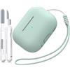 MHYALUDO Custodia per AirPods Pro di seconda generazione, Custodia per AirPods Pro in morbido silicone anticaduta e antiurto Skin Touch con portachiavi e kit di pulizia,Turchese