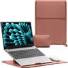 RoYiio 13-13,3-14 Pollici Laptop Custodia Borsa con Stand per MacBook Pro 14 M5/M4/M3/M2/M1 & Pro/Max, MacBook Pro 13 MacBook Air 13 M5/M4/M3/M2/M1 PU Pelle Computer Portatile Cover (Rosa Scuro)