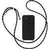 Knrlqim Cover con Cordino per [Samsung Galaxy A25], Custodia con Laccio per Collo, Ultra Sottile Morbida TPU Silicone Antiurto, Case con Cordino Regolabile, Soft-Touch Leggera & Anti-Impronta, Nero