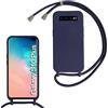 Beajew Custodia per Samsung Galaxy S10 Plus Cover con Regolabile Rimovibile Corda da Catena Collana Necklace Antiurto Cordino Collari per Samsung Galaxy S10 Plus, Blu Scuro