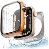 Yolovie (2 in 1 impermeabile compatibile con Apple Watch Screen Protector Case Series 9/8/7 41 mm Accessori, iWatch Vetro Temperato PC Face Cover Back Bumper Donne Uomini 41mm Lucido Oro Rosa