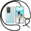 ISOI Cover con Cordino per Honor 200 Lite 5G, Custodia Trasparente con Collana Tracolla Laccio Collo Ultra Sottile Morbido TPU Silicone Antiurto AntiGraffio Antiscivolo Case, Nero