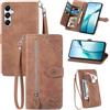 Fertuo Cover per Samsung Galaxy A18 / A17 / A16 / A26, Custodia a Libro in Pelle PU Flip Case con Porta Carte, Chiusura Magnetica e Cinturino [Disegni Fiori] Portafoglio Antiurto, Marrone