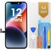bokman Display per iPhone 12 Mini, 5,4 Pollici Schermo Pannello Frontale di Ricambio con Kit di Strumenti di Riparazione per A2399, A2176, A2398