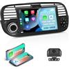 KUFUESGGERTA Autoradio Android 13 per FIAT 500 (2007-2015) | Touchscreen IPS da 7 pollici con Telecamera Posteriore HD Impermeabile | CarPlay Wireless e Android Auto | GPS da 2 + 64 GB, Comandi al volante, Nero