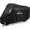 toptrek Telo di copertura per moto con nastro di cucitura, 210D, tessuto Oxford, impermeabile, traspirante, per attività all'aperto, colore nero (265 x 105 x 125 cm)