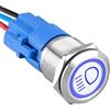 ETOPARS Acciaio Inossidabile 19mm Interruttore a Pulsante 12V 5A Interruttore a Levetta per Auto Impermeabile Metallo Interruttore a Bilanciere con Filo Blu Luce Fascio Abbagliante