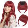 Benehair Frangia Clip Capelli Naturale Extension Frangetta Finta con Clip Sintetica French Bangs Fringe Hairpiece Posticci Adatto a Donna(Rosso, 30g)