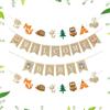LEOINAER Welcome - in lino, per la doccia, decorazione per bambini, Striscione Buon Compleanno - Set Decorativo per Bagno del Bambino con Animali della Foresta, 3 Pezzi, Alta Qualità, Facile da Installare