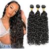 Tuheerst 30 30 30 Pollici Water Wave Human Hair Bundles Natural Black Capelli Umani Bündel Echthaar Human Hair Extensions Capelli Veri Tessitura Double Weft Remy Hair 3 Bundle Total 300g