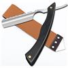 M&LD Kit di rasoi a gola tagliata, lame per rasoio a lama singola, rasoi a gola dritta, in acciaio inox, con affilatore in pelle, per barbiere, casa e salone, regalo da uomo, T155-nero
