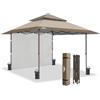 EAGLE PEAK Tenda a baldacchino istantanea 13x13 con tenda per la privacy, installazione rapida, pieghevole, ombra di 169 piedi quadrati, beige