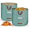 BUCOMTU 2 x 500L Sacchi Giardinaggio,Sacchi per Rifiuti da Giardino Pieghevole con Maniglie,Borsa da Giardino Riutilizzabile Antistrappo e Impermeabile per Riporre Foglie
