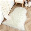 YIHAIC Faux tappetto di pelle di pecora tappeto, Pecora Agnello imitazione pelliccia sintetica decorativa, adatto per tappeto per soggiorno, tappetino per il letto (bianco, 75 x 120cm)