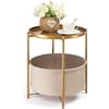 Tavolino Lesha In Metallo Decorato - Rosa Con Dettagli Oro, Stile Orientale, Per Soggiorno E Living