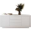 Web Convenienza Madia con 2 Ante e 3 Cassetti Made in Italy - Credenza Contenitore Collezione Sky per Soggiorno Cucina Ingresso Sala da Pranzo Mobile Design moderno originale - Bianco laccato opaco