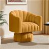 SEYNAR Mid Century - Poltrona rotonda girevole a 360 gradi, con ampia imbottitura, in morbido tessuto di velluto, per soggiorno, camera da letto, ufficio, sala d'attesa (beige)
