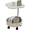 lcvtos Tavolino Doppio a Forma di C, Tavolino Laterale con Contenitore e Ruote, Tavolino a Forma di C con Vassoio, Tavolino da Caffè Piccolo, Comodino Moderno per Soggiorno e Camera da Letto (Bianco)