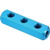 PATIKIL 3 Vie 6 Porte Aria Collettore, G1/4 Pollici Alluminio Aria Tubo Flessibile Linea Collettore Blocco Separatore Pneumatico Aria Tubo Flessibile Montaggio, Blu