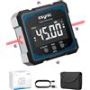 eSynic Livella Digitale Magnetica 4 Lati con Laser Rosso Orizzontale, 4x90° LCD Inclinometro Ricaricabile Type-C, 2 Unità °/%, Funzione di Azzeramento e Autospegnimento, Tascabile per Falegname Auto