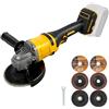 FormiPow Smerigliatrice angolare compatibile con Dewalt batteria 18V, Ø125mm, Motore Senza Spazzole, 3 Velocità, Protezione Rapida, Manico Anti-Vibrazione, Incl. Dischi(senza batteria) (DW Giallo)