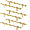 Luxeu Maniglie per Mobili, 6 Pezzi Maniglie Cucina, Distanza Tra i Fori 128mm, in Acciaio Inox, con 12 Viti, per Cassetto Armadio Porta (Oro)
