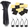 QEEROYO 100 Pezzi Fascette Plastica per Cablaggio 150 mm x 2,5 mm Nere +100 Pezzi 20 mm Supporto Autoadesivo Nero, Cable Management, Autobloccanti Fascette Stringicavo per Ufficio e Casa, Nero